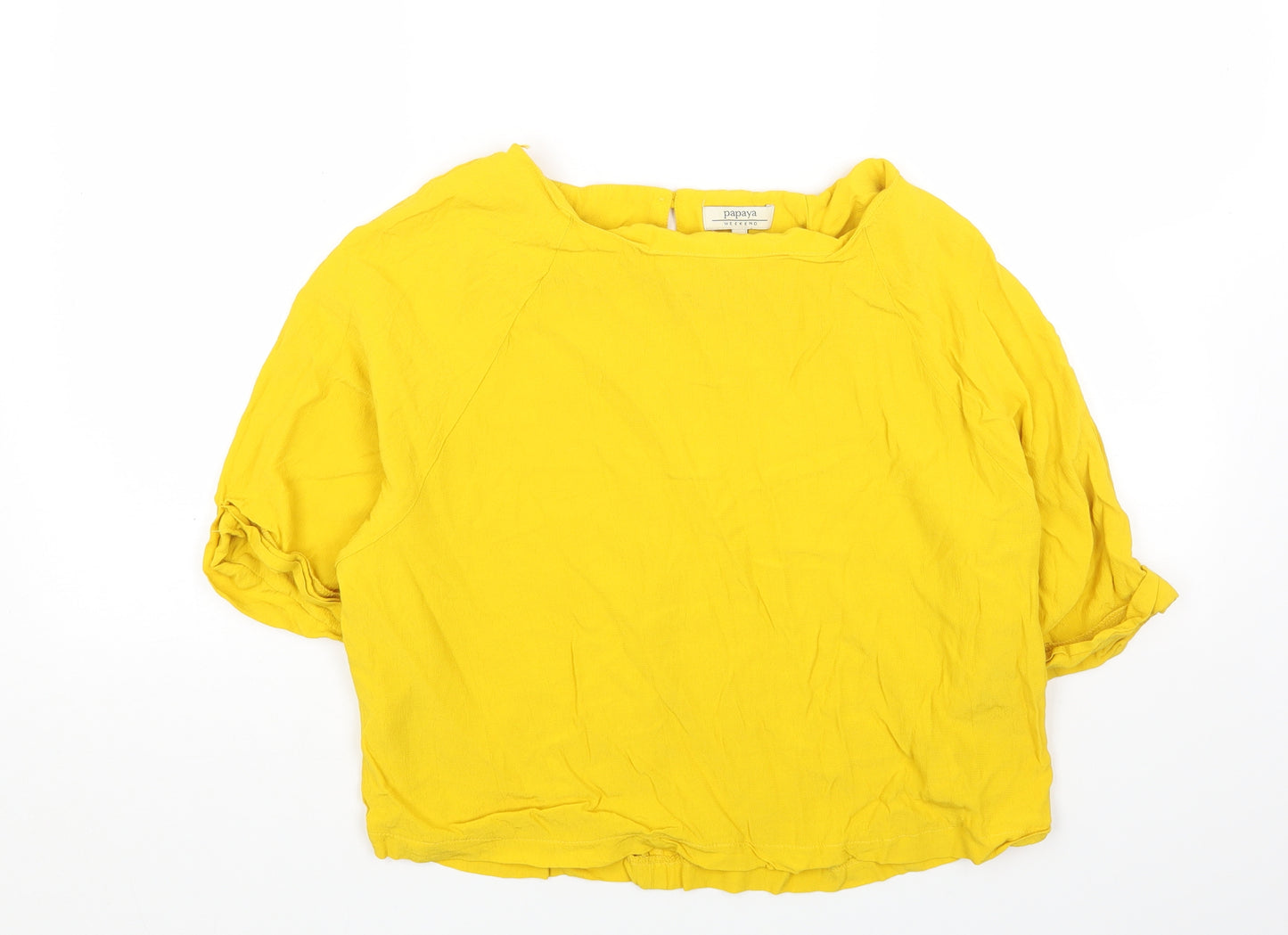 Papaya Womens Yellow Viscose Basic Blouse Size 14 Boat Neck