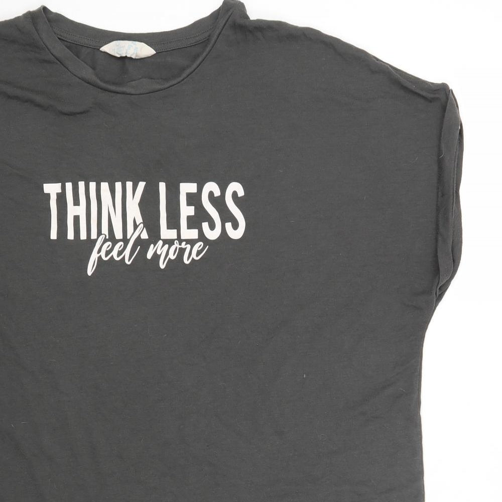 Primark Womens Grey Polyester Basic T-Shirt Size XL Round Neck - Think Less Feel More