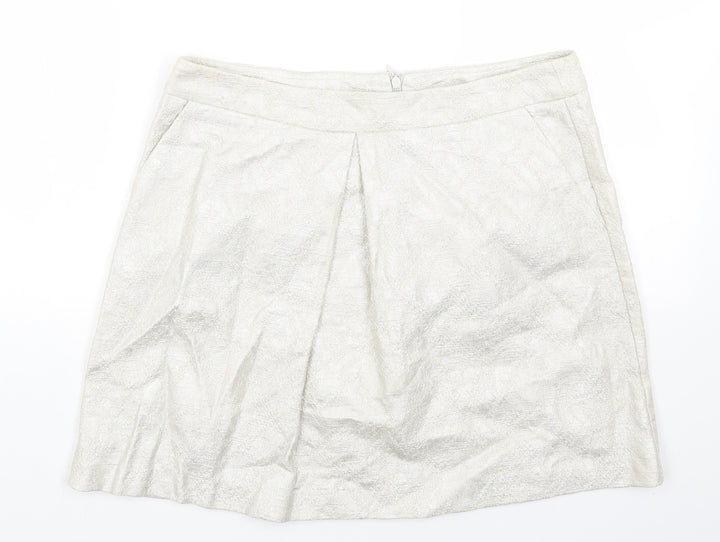Preworn Womens Grey Cotton A-Line Skirt Size 12 Zip