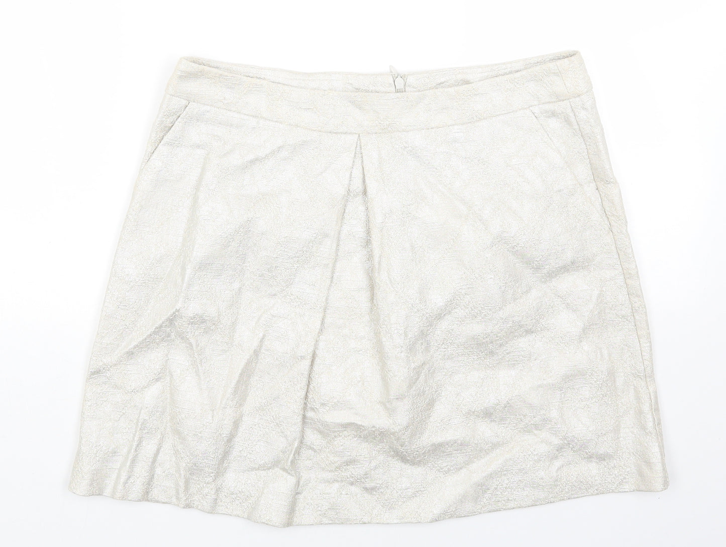 Preworn Womens Grey Cotton A-Line Skirt Size 12 Zip