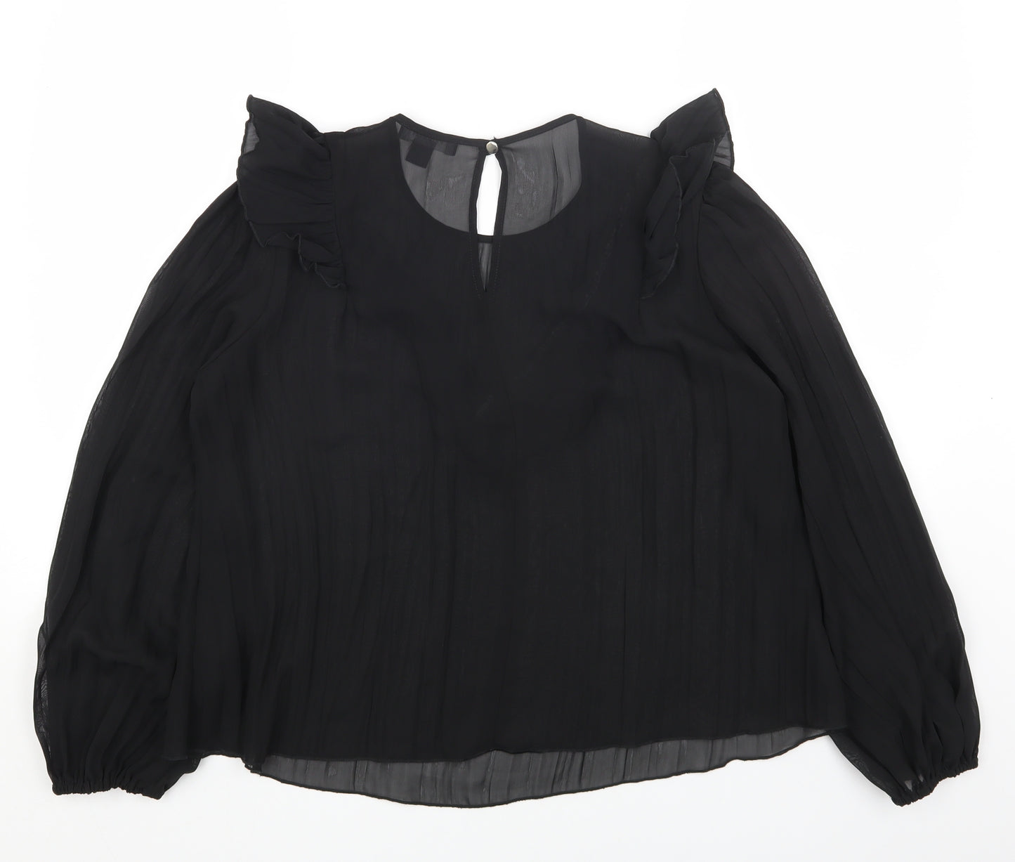 Primark Womens Black Polyester Basic Blouse Size 12 Round Neck