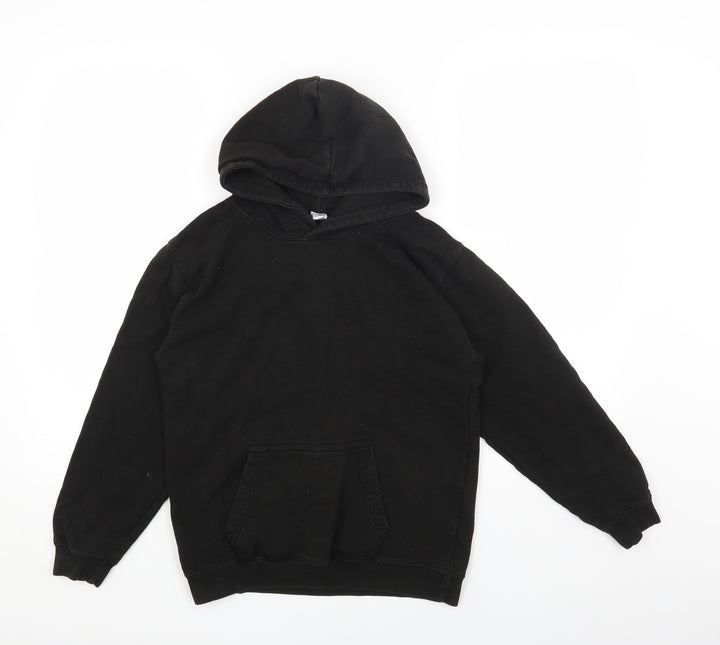 Justhoods Girls Black Cotton Pullover Hoodie Size 12-13 Years Pullover