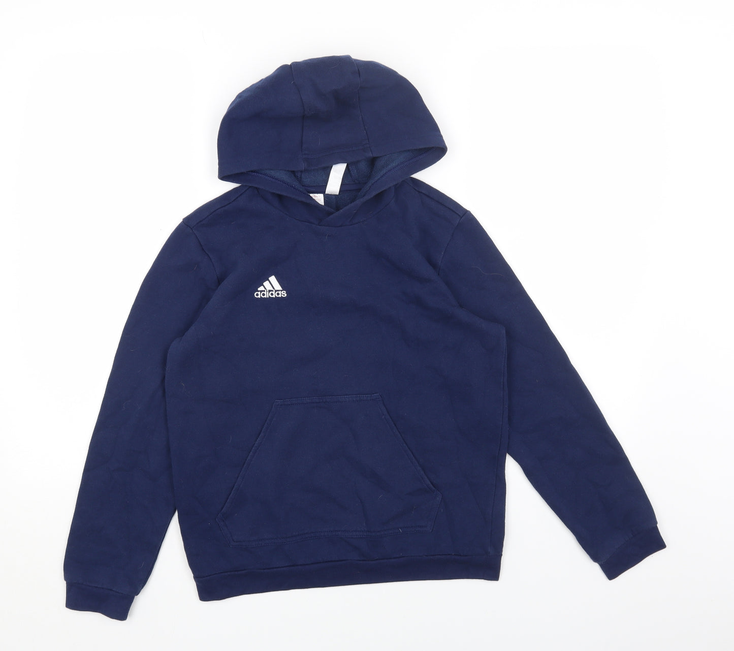 adidas Boys Blue Cotton Pullover Hoodie Size 11-12 Years Pullover