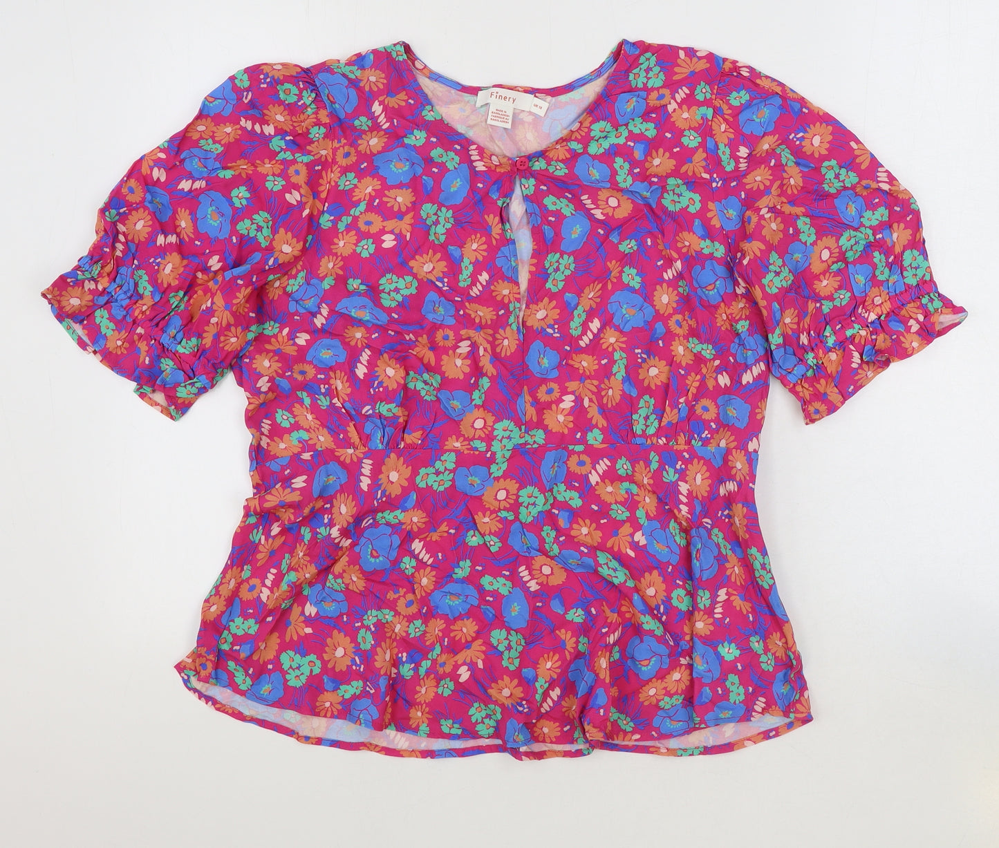 Finery Womens Multicoloured Floral Viscose Basic Blouse Size 18 Round Neck