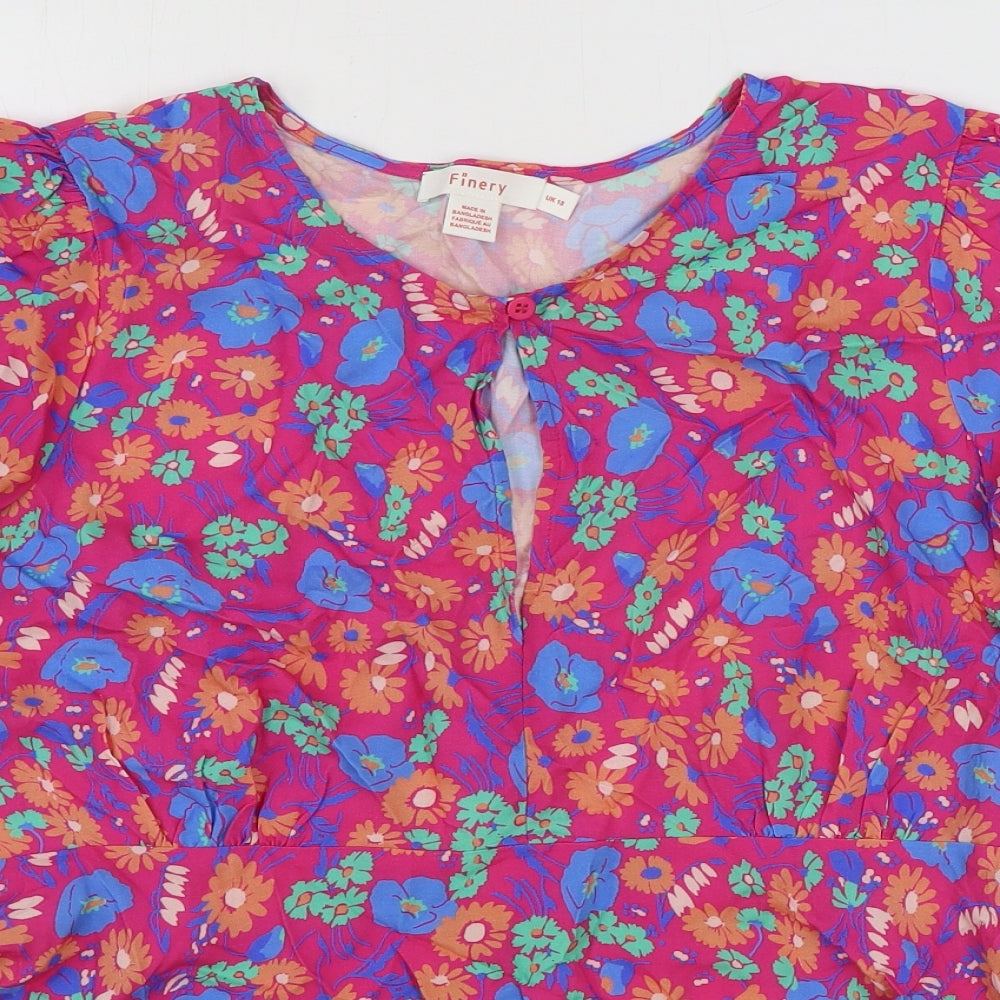 Finery Womens Multicoloured Floral Viscose Basic Blouse Size 18 Round Neck