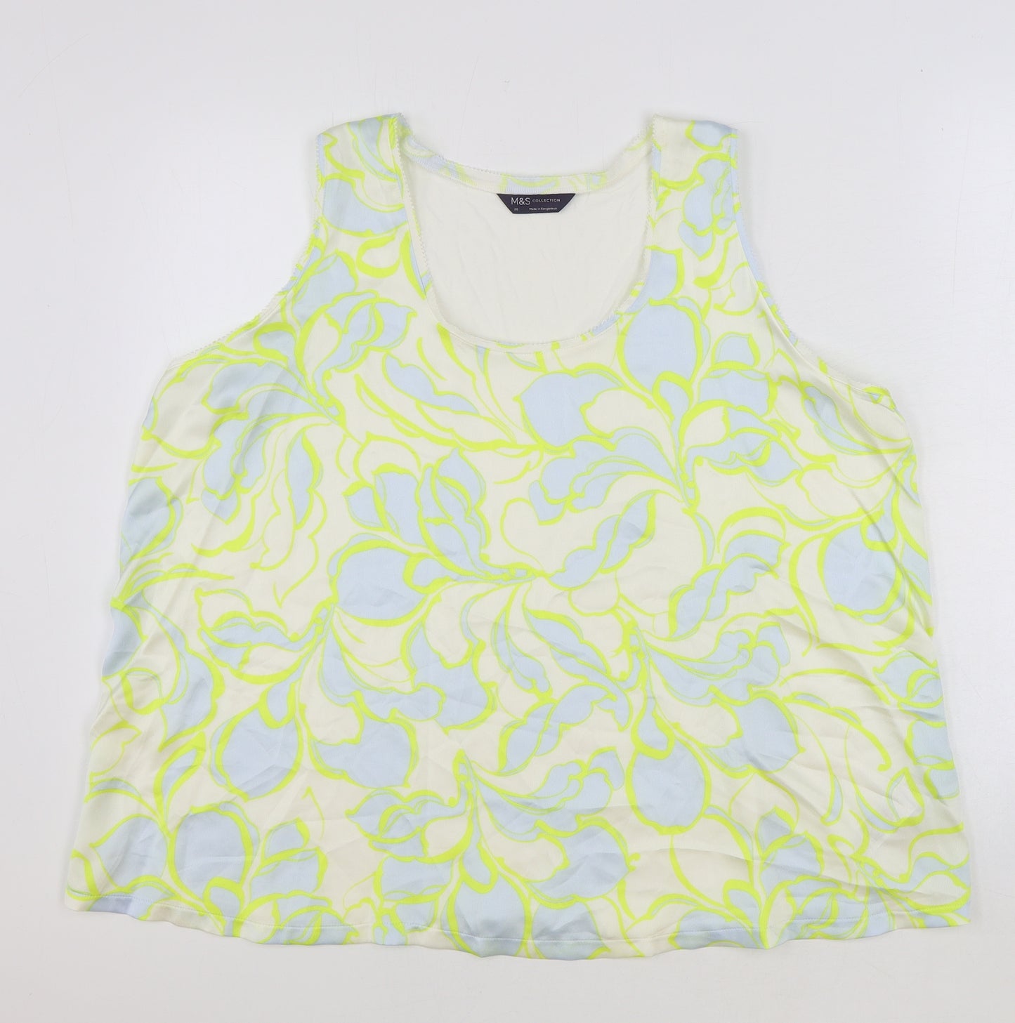 Marks and Spencer Womens Multicoloured Floral Polyester Basic Tank Size 20 Scoop Neck