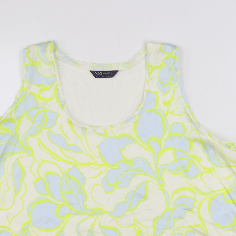 Marks and Spencer Womens Multicoloured Floral Polyester Basic Tank Size 20 Scoop Neck