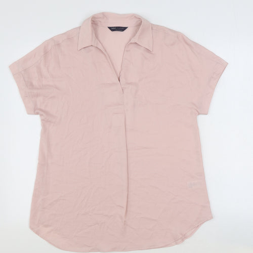Marks and Spencer Womens Pink Polyester Basic Blouse Size 8 Collared