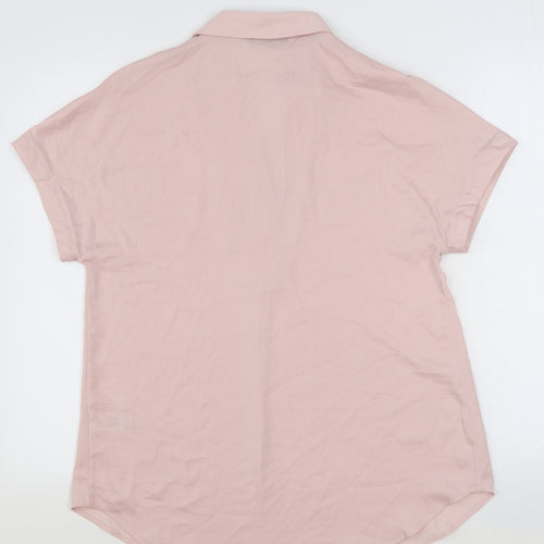 Marks and Spencer Womens Pink Polyester Basic Blouse Size 8 Collared