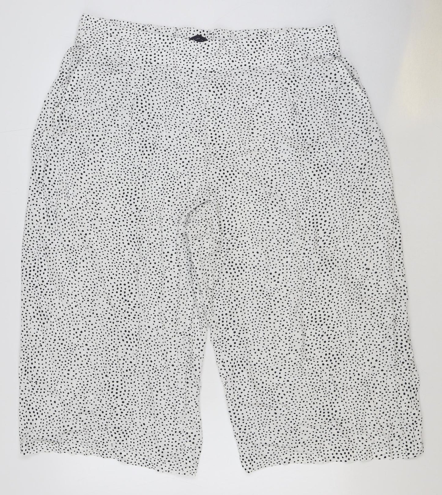 Marks and Spencer Womens White Geometric Viscose Cropped Trousers Size 22 Regular