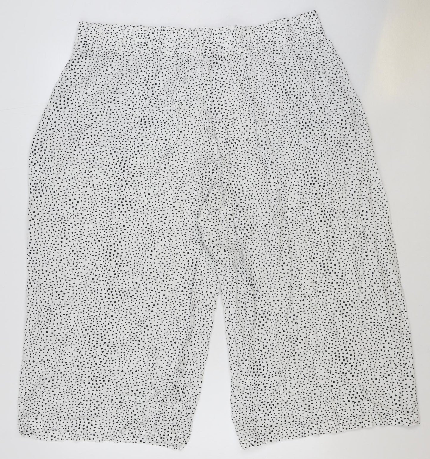 Marks and Spencer Womens White Geometric Viscose Cropped Trousers Size 22 Regular