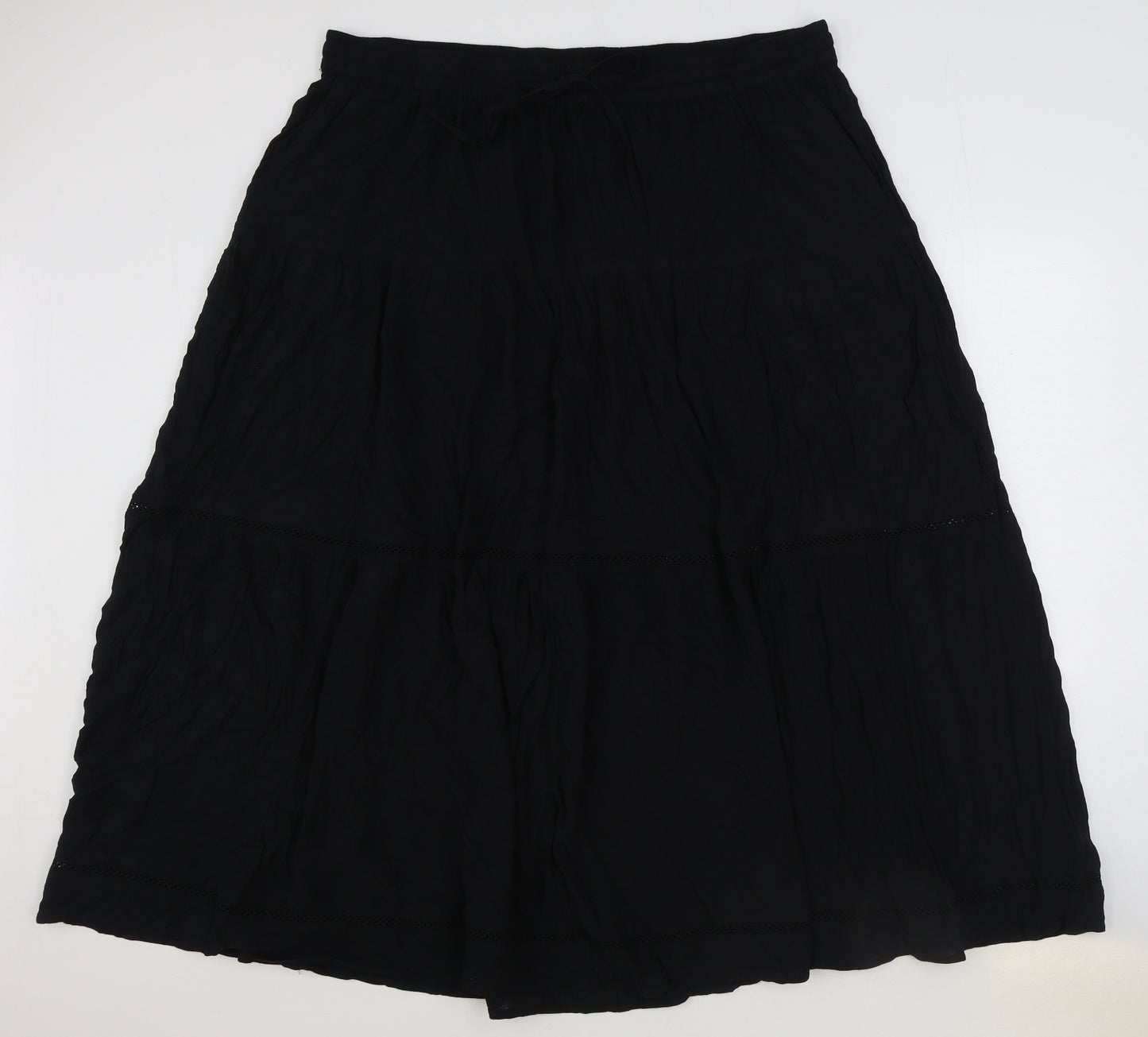 Marks and Spencer Womens Black Viscose Flare Skirt Size 22