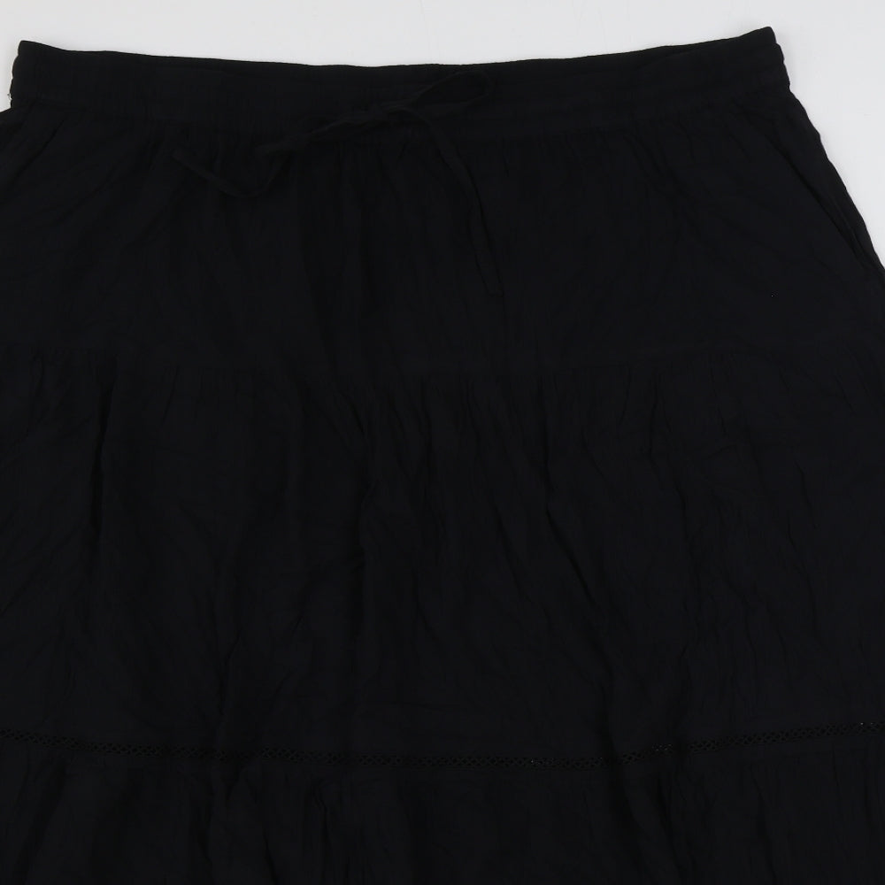 Marks and Spencer Womens Black Viscose Flare Skirt Size 22