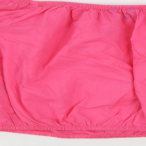 Marks and Spencer Womens Pink Floral 100% Cotton Cropped Blouse Size 16 Off the Shoulder