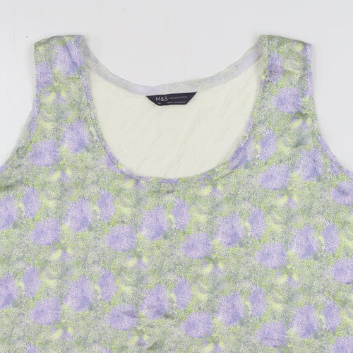 Marks and Spencer Womens Multicoloured Floral Polyester Basic Tank Size 20 Round Neck