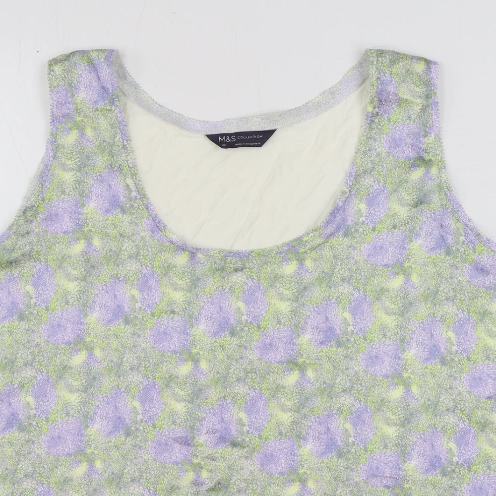 Marks and Spencer Womens Multicoloured Floral Polyester Basic Tank Size 20 Round Neck