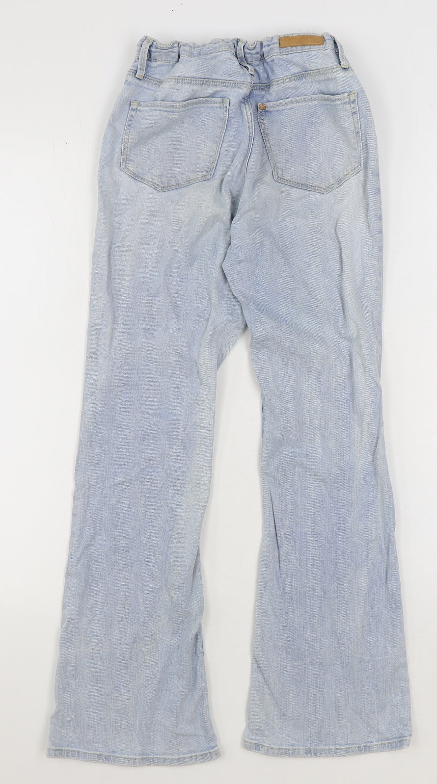 H&M Girls Blue Cotton Flared Jeans Size 11-12 Years Regular Zip