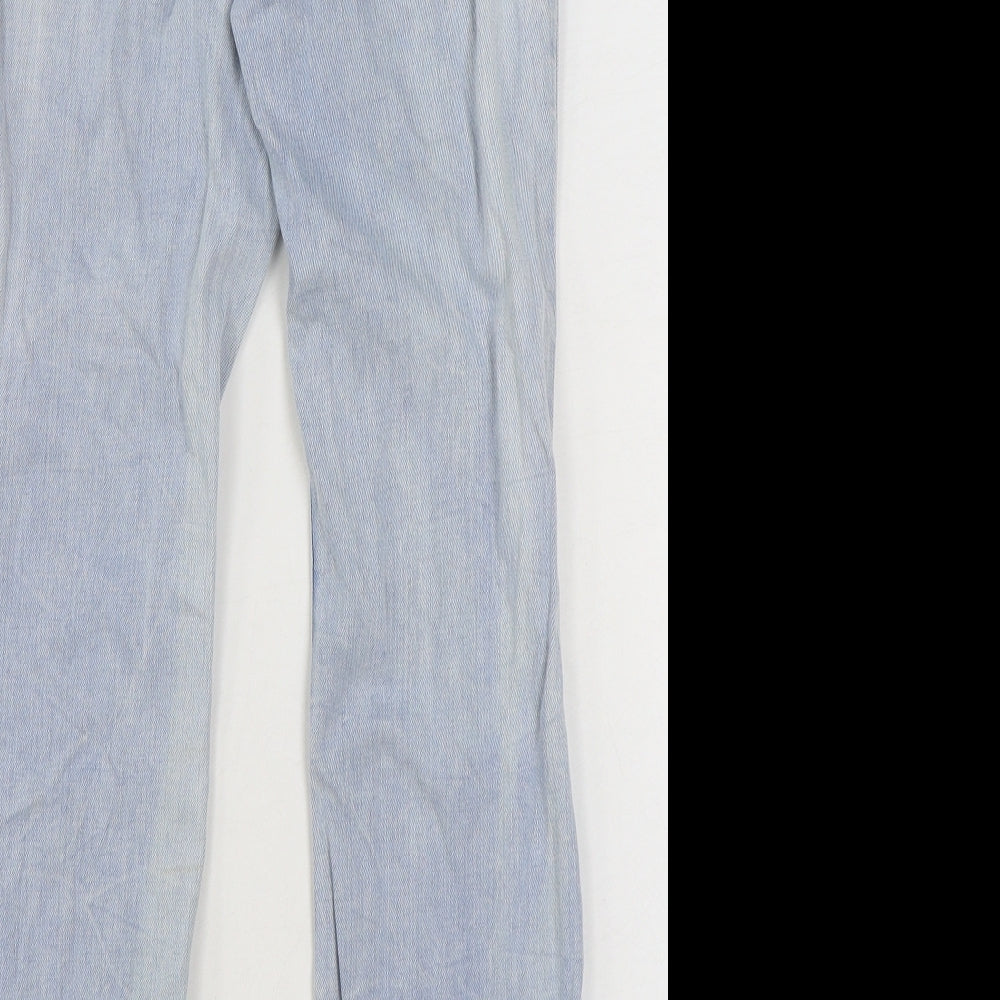 H&M Girls Blue Cotton Flared Jeans Size 11-12 Years Regular Zip
