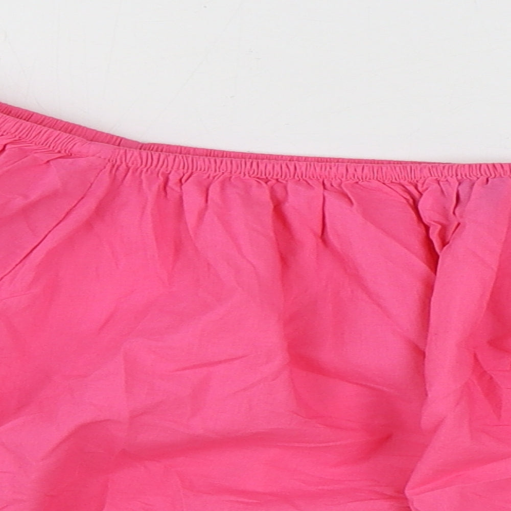 Marks and Spencer Womens Pink 100% Cotton Cropped Blouse Size 20 Boat Neck - Flower Detail