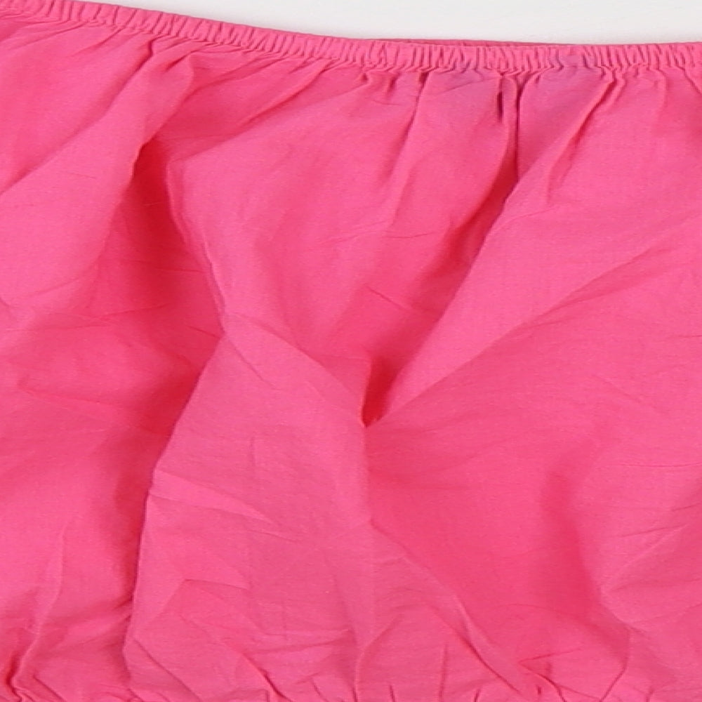 Marks and Spencer Womens Pink 100% Cotton Cropped Blouse Size 20 Boat Neck - Flower Detail