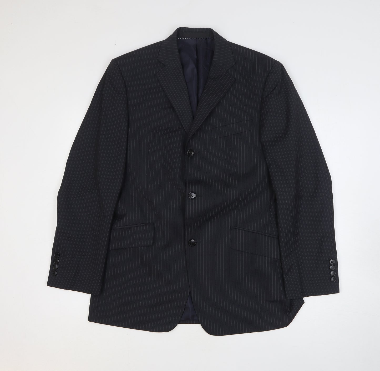 Moss Mens Black Polyester Jacket Suit Jacket Size 38