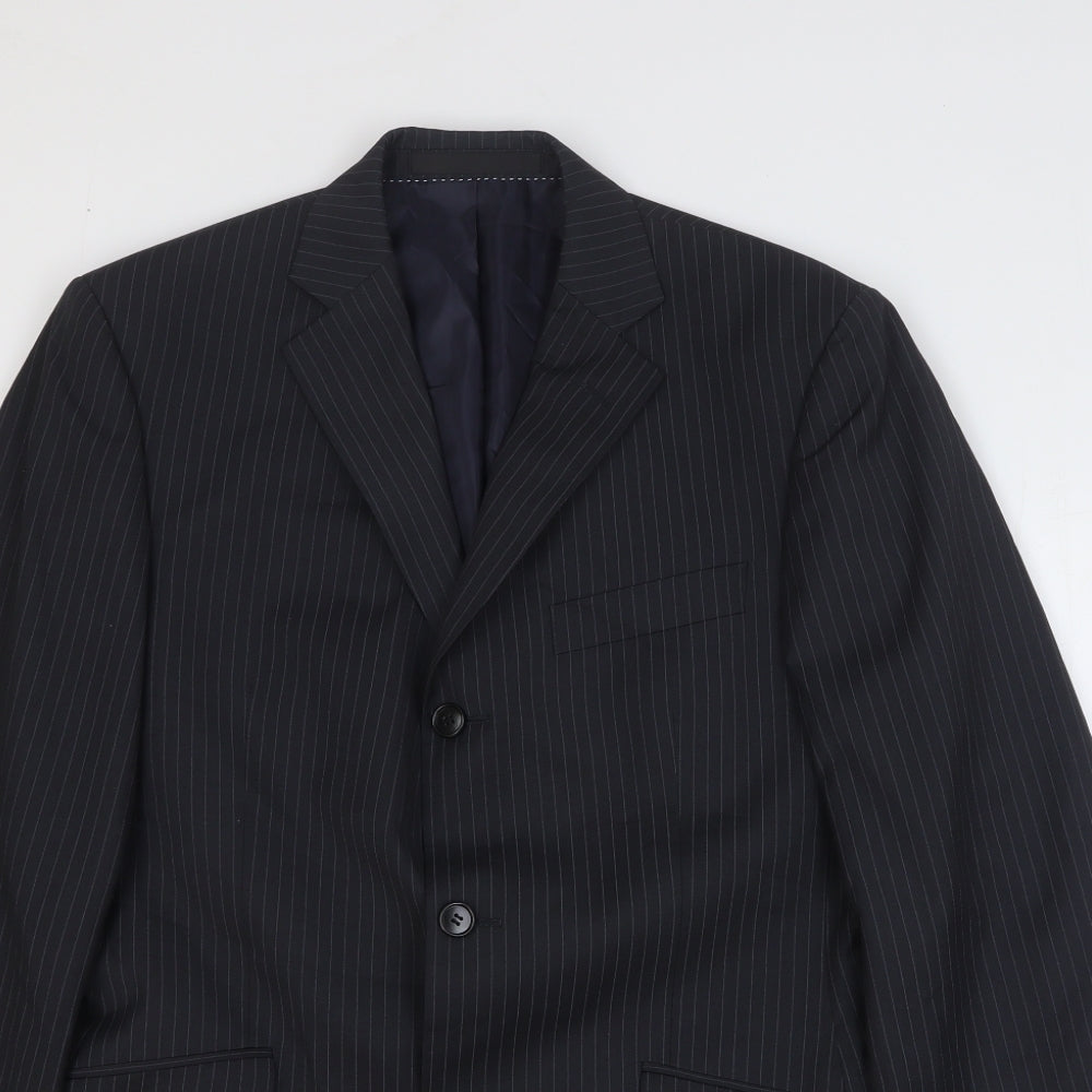 Moss Mens Black Polyester Jacket Suit Jacket Size 38