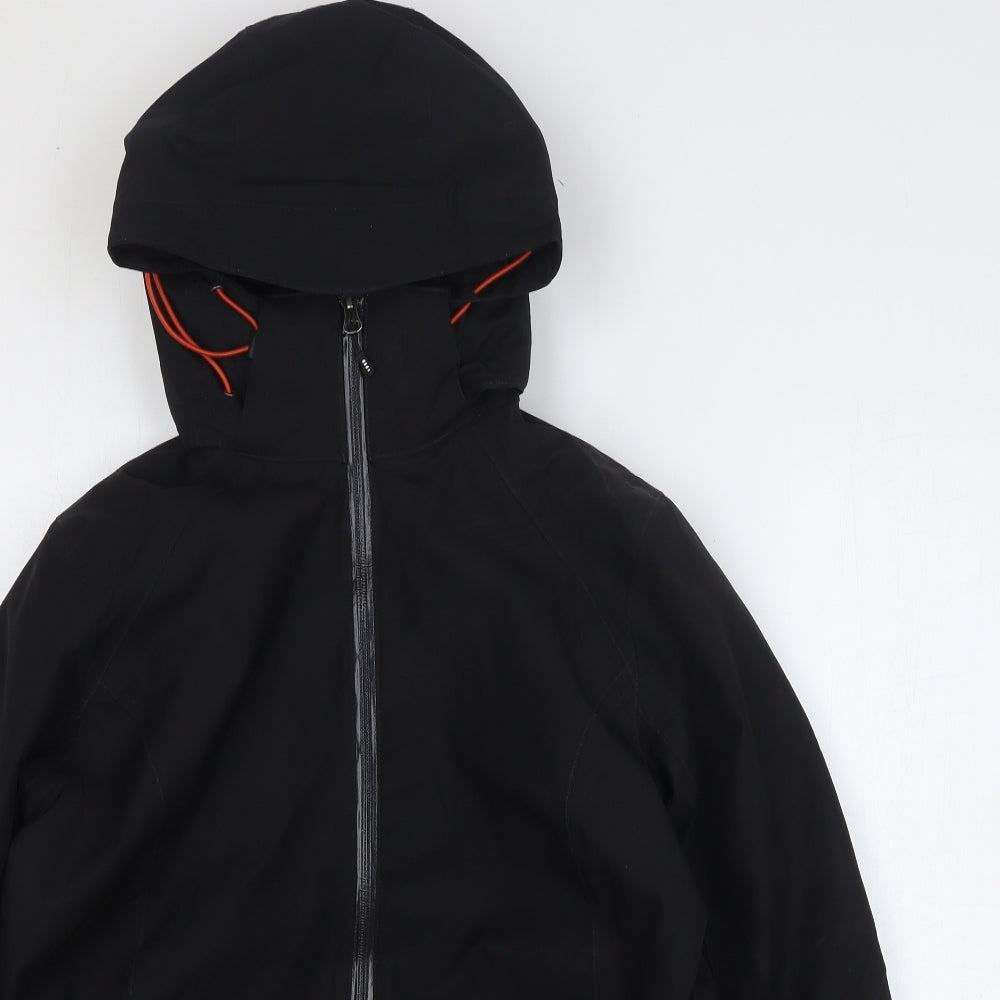 Lands' End Mens Black Rain Coat Coat Size S Zip
