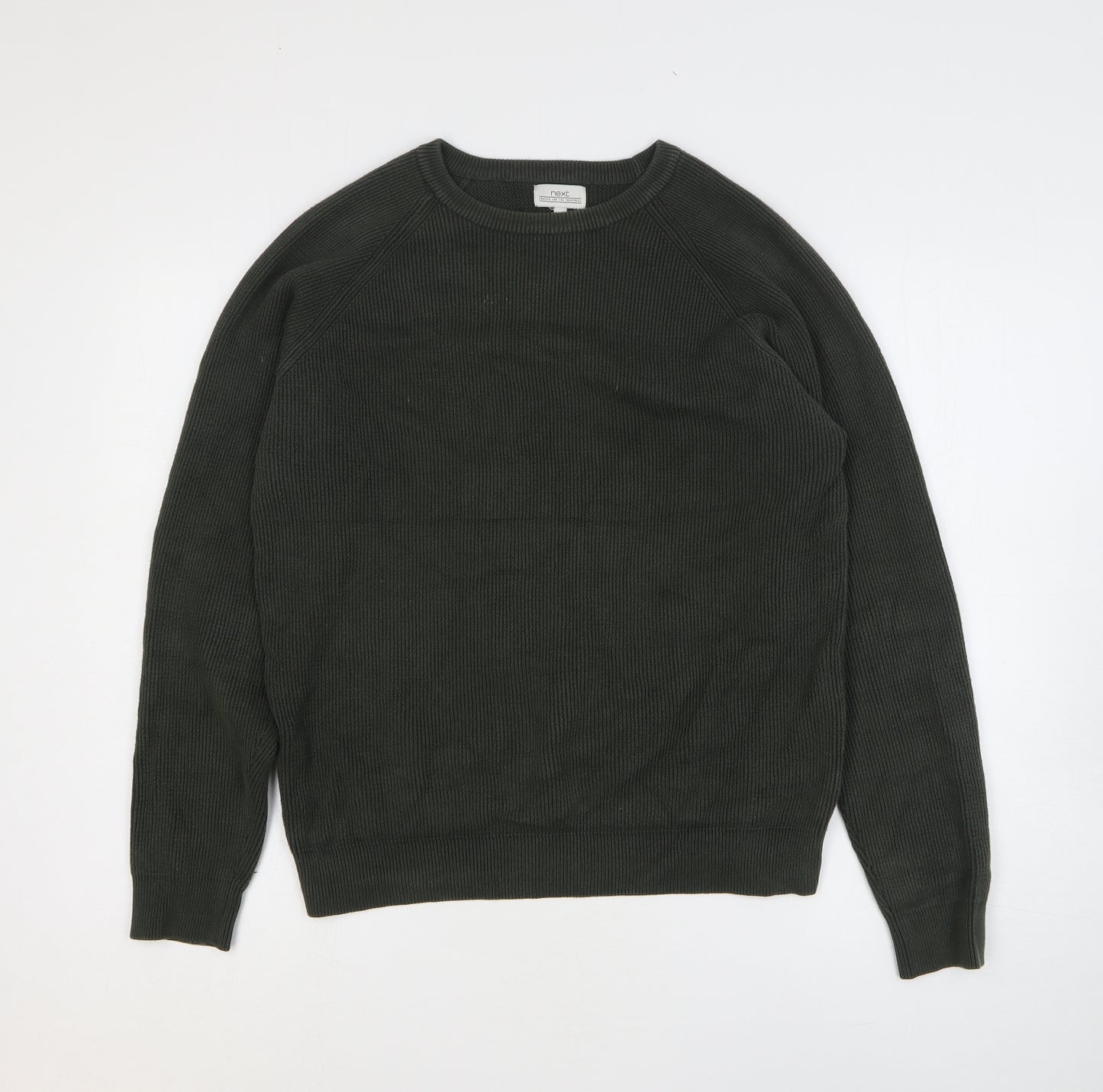 NEXT Mens Green Round Neck Cotton Pullover Jumper Size M