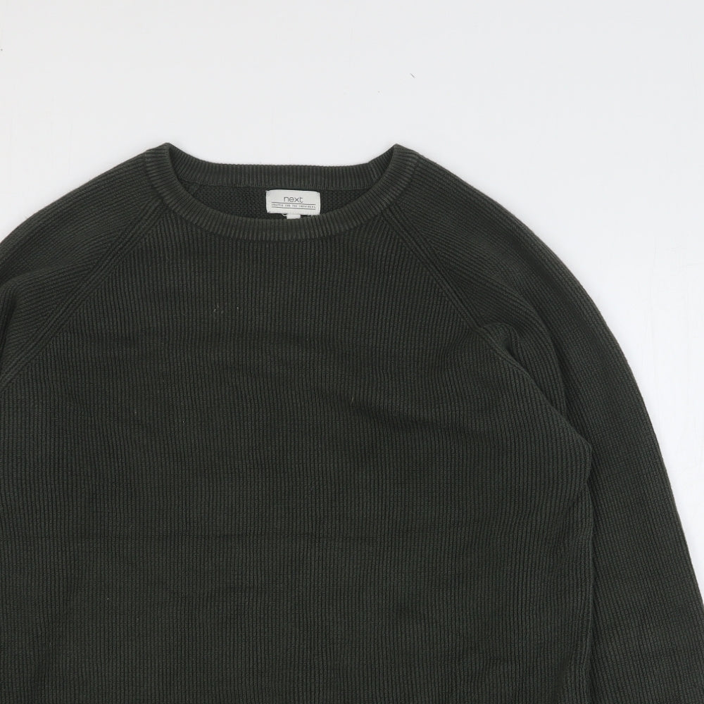 NEXT Mens Green Round Neck Cotton Pullover Jumper Size M