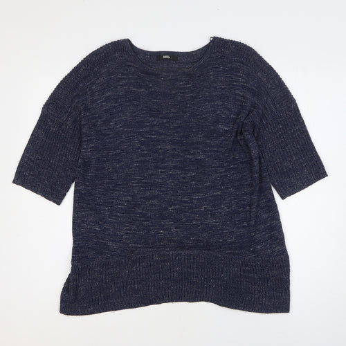 Marks and Spencer Womens Blue Round Neck Acrylic Pullover Jumper Size 12