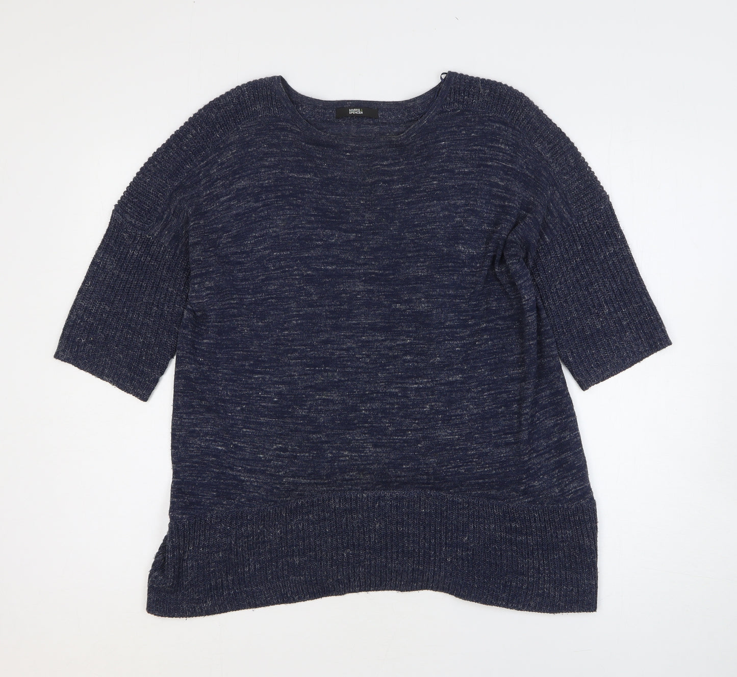 Marks and Spencer Womens Blue Round Neck Acrylic Pullover Jumper Size 12