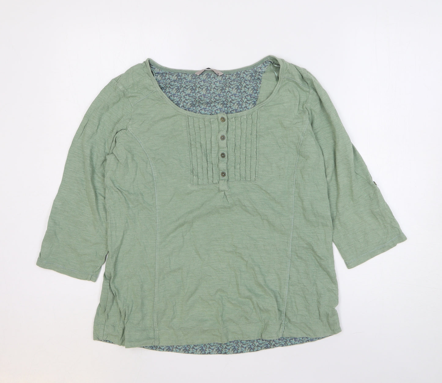 TU Womens Green 100% Cotton Basic T-Shirt Size 14 Boat Neck
