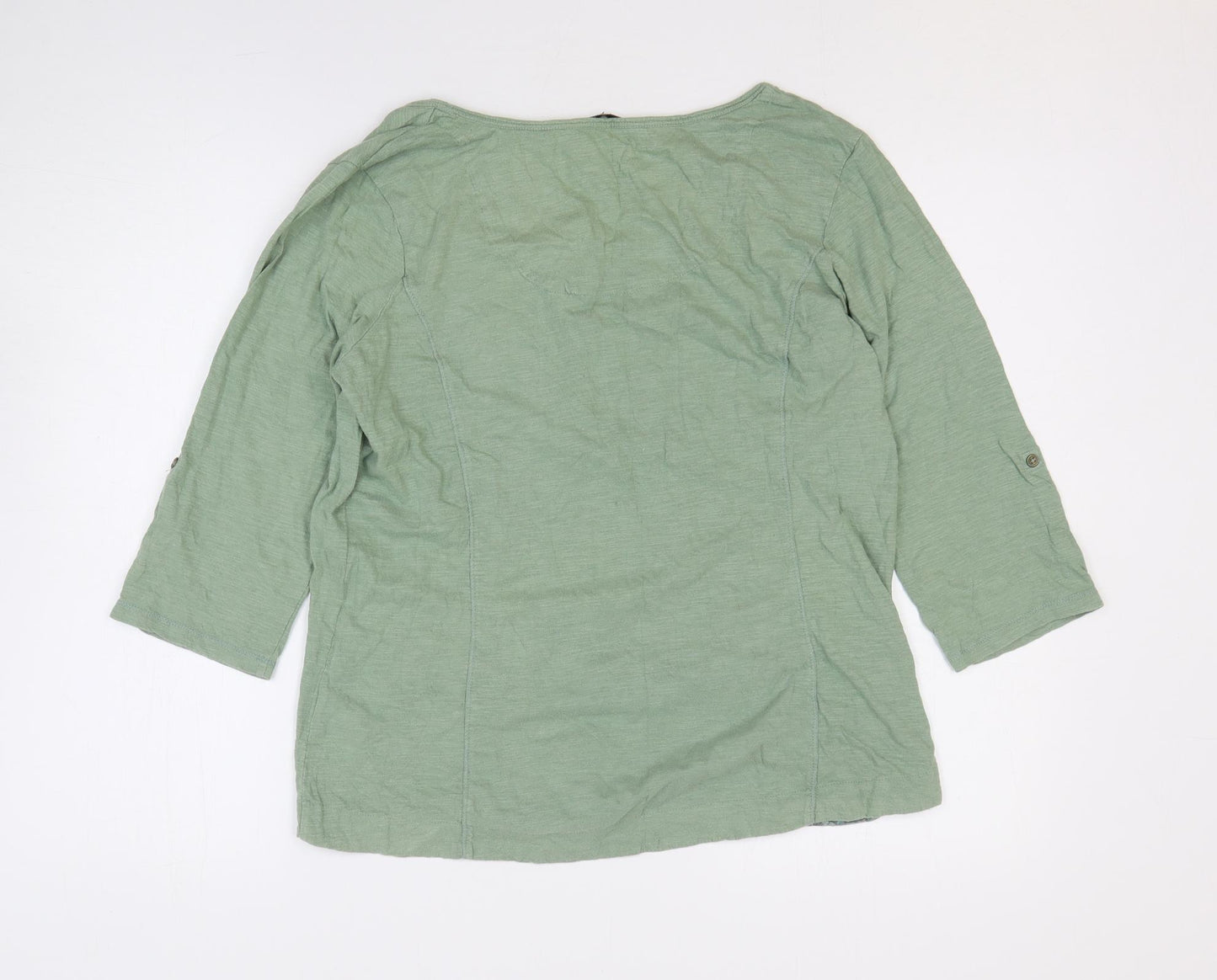 TU Womens Green 100% Cotton Basic T-Shirt Size 14 Boat Neck