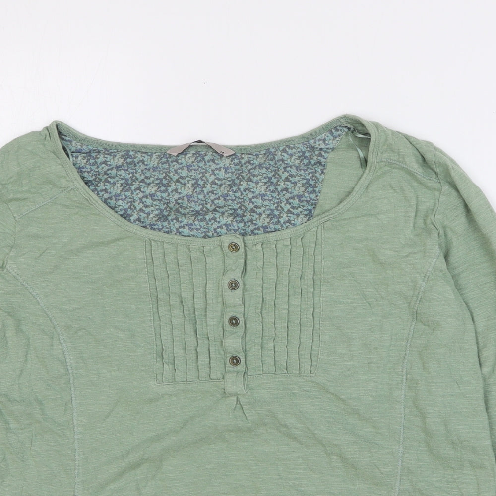 TU Womens Green 100% Cotton Basic T-Shirt Size 14 Boat Neck