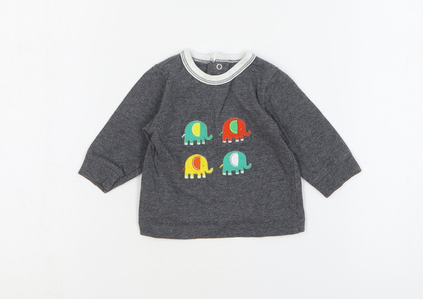 Preworn Baby Grey 100% Cotton Basic T-Shirt Size 0-3 Months Round Neck Pullover