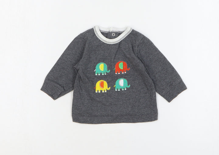 Preworn Baby Grey 100% Cotton Basic T-Shirt Size 0-3 Months Round Neck Pullover