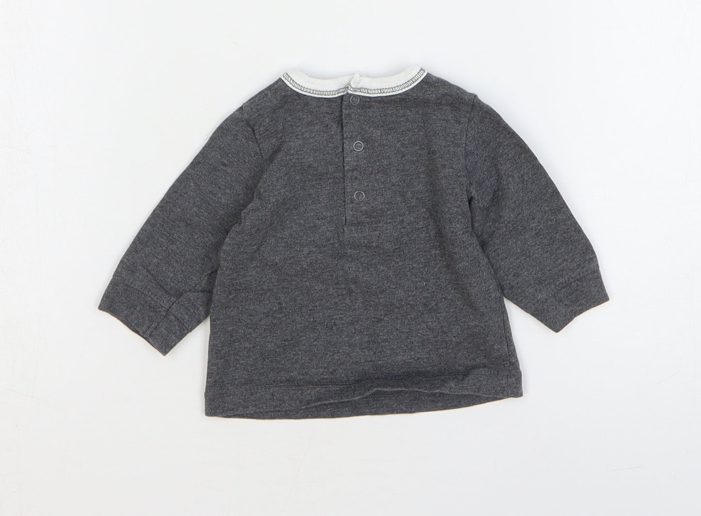 Preworn Baby Grey 100% Cotton Basic T-Shirt Size 0-3 Months Round Neck Pullover