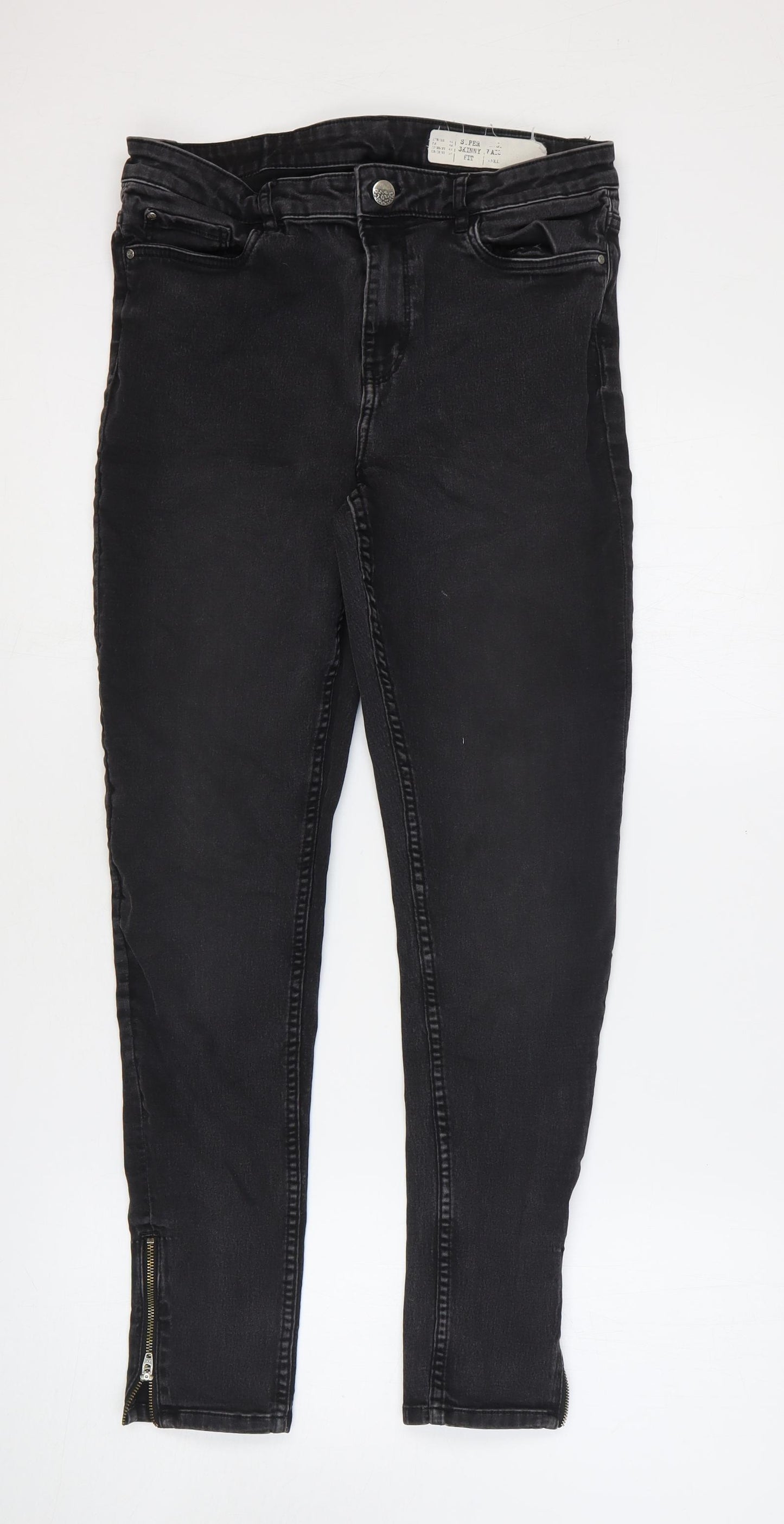 ESMARA Womens Black Cotton Straight Jeans Size 14 Regular Zip