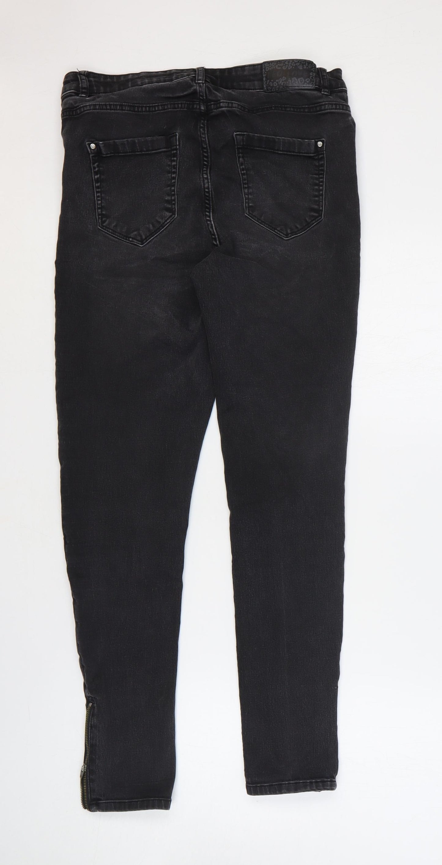 ESMARA Womens Black Cotton Straight Jeans Size 14 Regular Zip