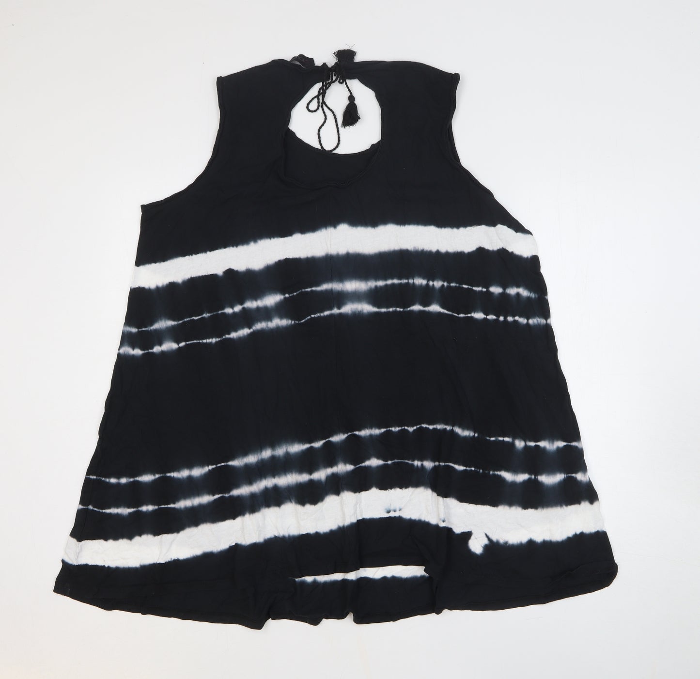Love Yours Womens Black Geometric 100% Cotton Basic Tank Size 20 Scoop Neck