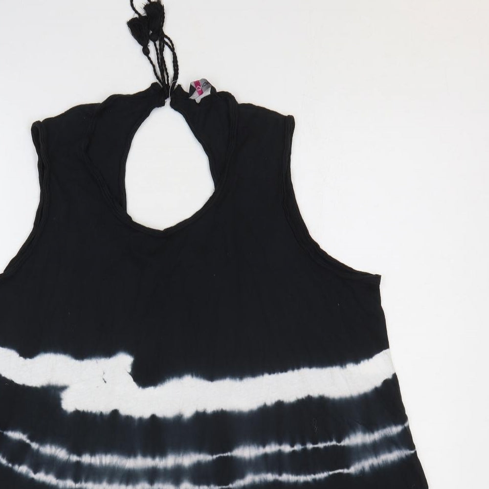 Love Yours Womens Black Geometric 100% Cotton Basic Tank Size 20 Scoop Neck