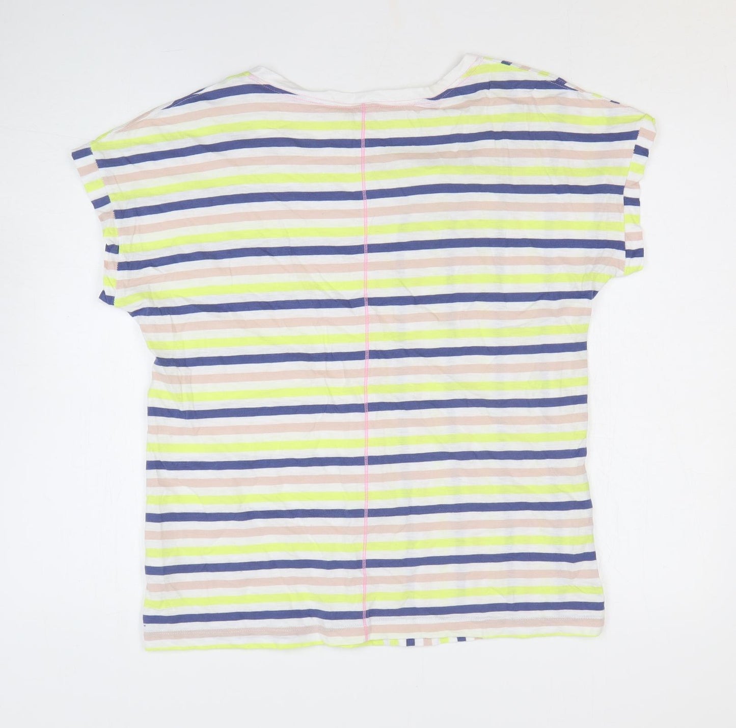 White Stuff Womens Multicoloured Striped 100% Cotton Basic T-Shirt Size 18 V-Neck