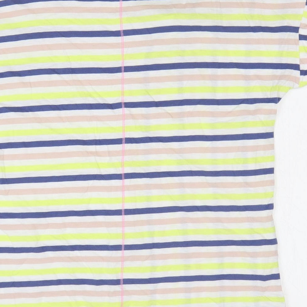 White Stuff Womens Multicoloured Striped 100% Cotton Basic T-Shirt Size 18 V-Neck