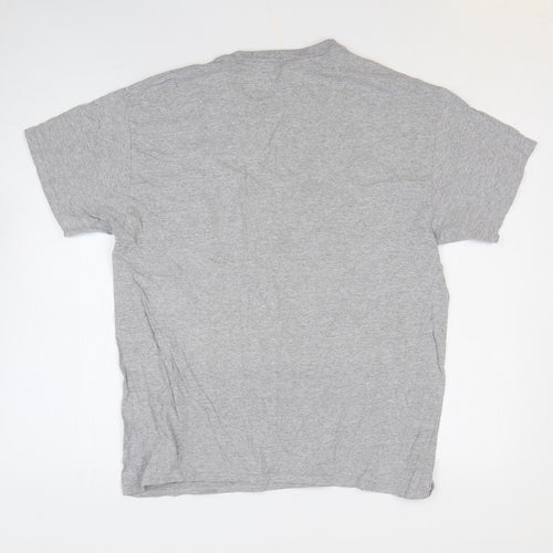 Gildan Mens Grey Cotton T-Shirt Size L Round Neck