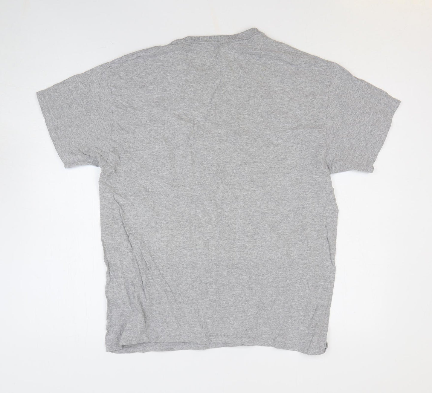 Gildan Mens Grey Cotton T-Shirt Size L Round Neck