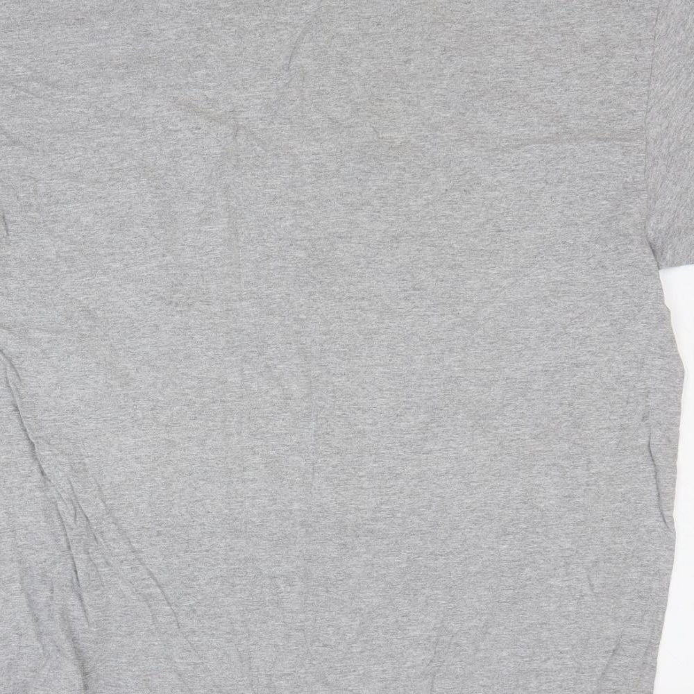 Gildan Mens Grey Cotton T-Shirt Size L Round Neck