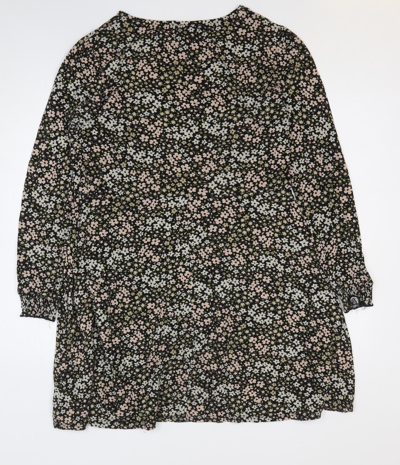 Dorothy Perkins Womens Multicoloured Floral Cotton A-Line Size 18 Boat Neck Pullover
