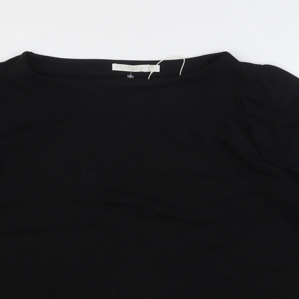 Zara Womens Black Cotton Basic T-Shirt Size L Round Neck
