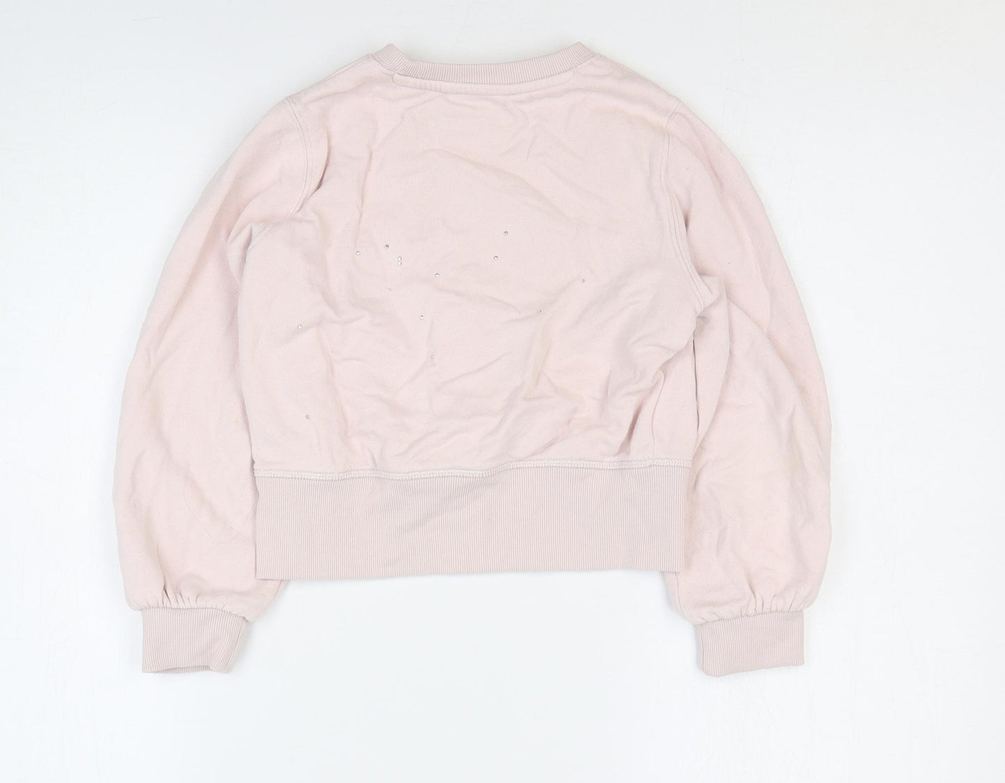 Marks and Spencer Girls Pink Cotton Pullover Sweatshirt Size 8-9 Years Pullover - Wild vibes