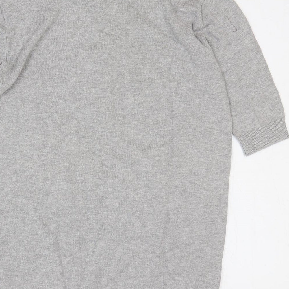 Zara Womens Grey Viscose Basic Polo Size L Collared